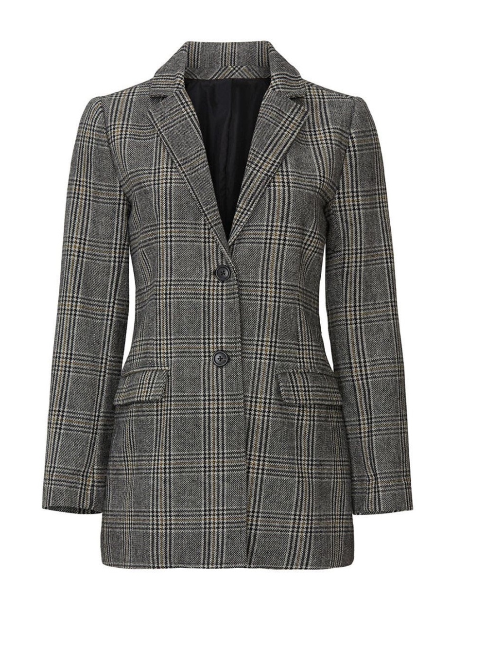Cupcakes and Cashmere Grey Plaid Tailored Blazer Coat